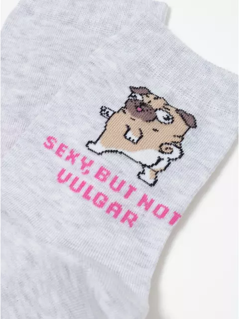 Женские хлопковые носки happy с рисунками 607 светло-серый, 18С-227СП, 36-39 (23-25), CONTE ELEGANT,  - 7