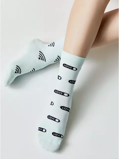 Носки женские happy с рисунками 613 бледно-бирюзовый, 17С-21СП, 36-39 (23-25), CONTE ELEGANT,  - 2