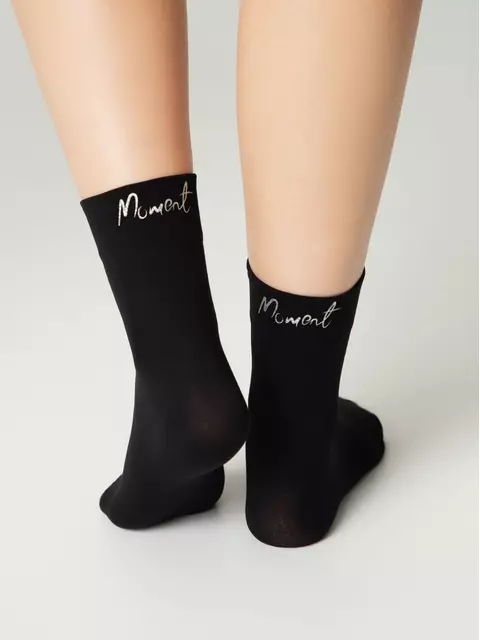 Матовые носки с сияющей термоаппликацией moment fantasy silver-nero, 24С-6СП, 36-38 (23-25), CONTE ELEGANT,  - 5