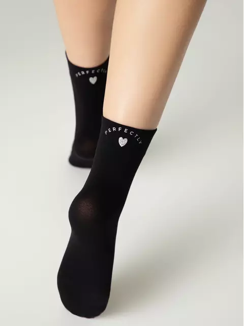 Матовые носки с сияющей термоаппликацией perfectly fantasy nero, 24С-5СП, 36-38 (23-25), CONTE ELEGANT,  - 7