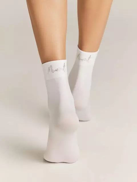 Матовые носки с сияющей термоаппликацией moment fantasy silver-bianco, 24С-6СП, 36-38 (23-25), CONTE ELEGANT,  - 3