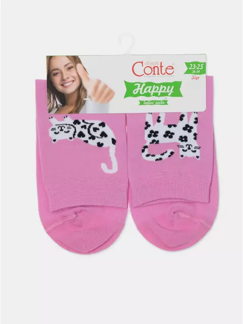 Носки женские хлопковые happy 608 мальва, 18С-227СП, 36-39 (23-25), CONTE ELEGANT,  - 9