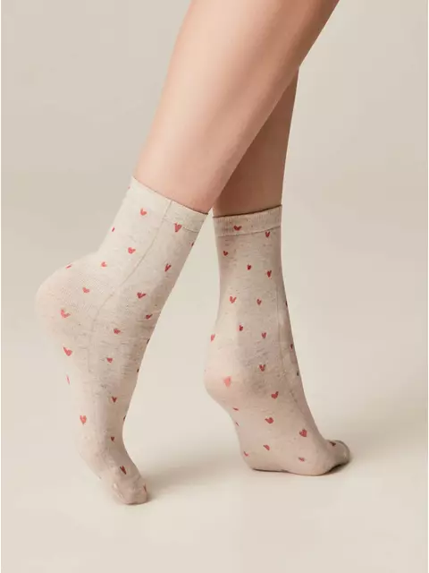 Носки женские с принтом из пряжи с хлопком и льном fantasy 561 бежевый, 20С-107СП, 36-39 (23-25), CONTE ELEGANT,  - 2