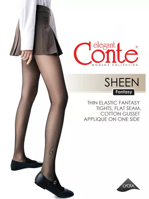 Тонкие женские колготки sheen со стразами bronz, 23С-149СП, 3, CONTE ELEGANT,  - 2