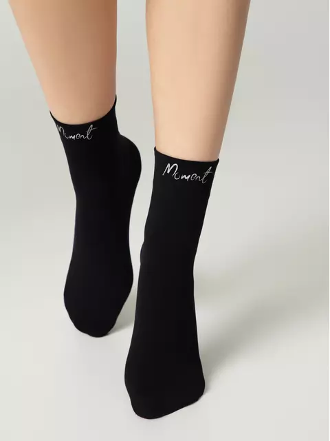 Матовые носки с сияющей термоаппликацией moment fantasy silver-nero, , 36-38 (23-25), CONTE ELEGANT, - 1