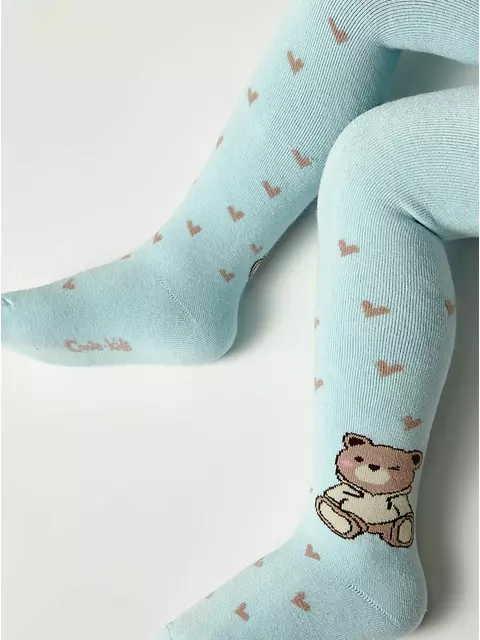 Теплые махровые детские колготки sof-tiki (махровые внутри) 641 бледно-бирюзовый, 7С-38СП, 80-86 (14), CONTE-KIDS,  - 2