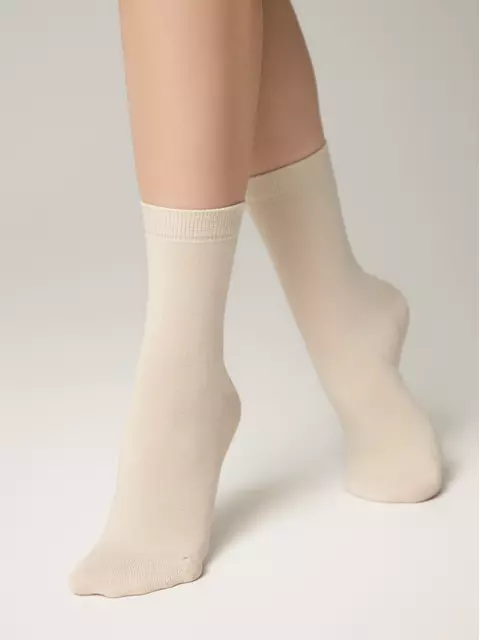 Женские классические носки из хлопка 3dsocks 000 бежевый, , 36-38 (23-25), CONTE ELEGANT, - 1