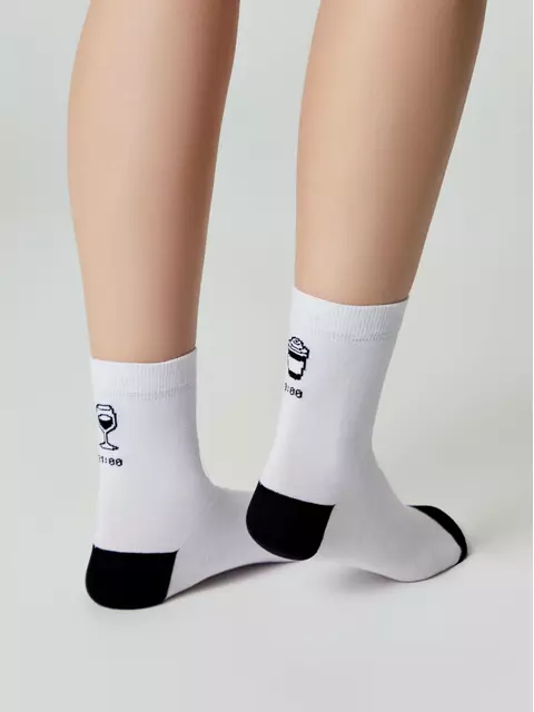 Женские хлопковые носки happy с рисунками 611 белый, 18С-227СП, 36-39 (23-25), CONTE ELEGANT,  - 3