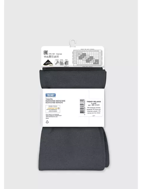 Плотные женские меланжевые колготки trendy melange 60 grafit, 18С-131СП, 4, CONTE ELEGANT,  - 5