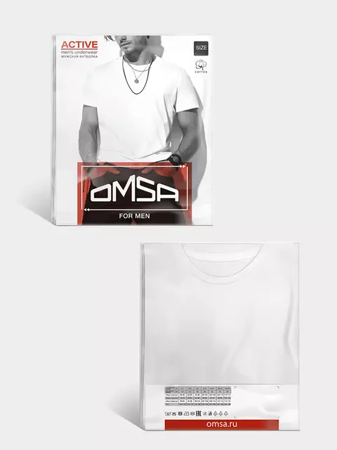 Футболка мужская omsa cotton omt_u 1201 bianco, , 48 (L), OMSA, - 3
