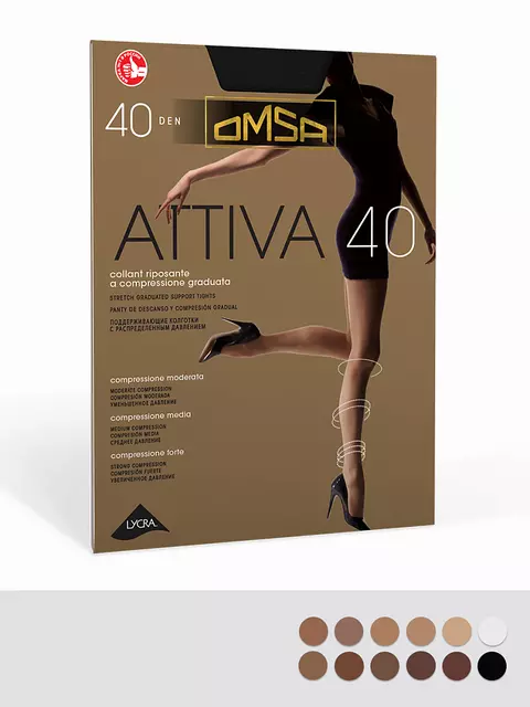 Женские колготки с шортиками omsa attiva 40 marrone, ATTIVA 40, 4, OMSA,  - 3