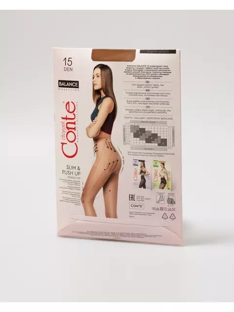 Прозрачные колготки с эффектом push-up conte balance 15 bronz, 24С-103СП, 5, CONTE ELEGANT,  - 6