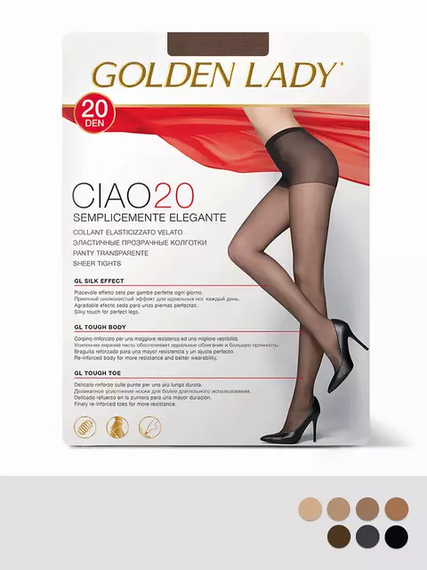 Колготки женские golden lady ciao 20 nero, , 2, GOLDEN LADY, - 1