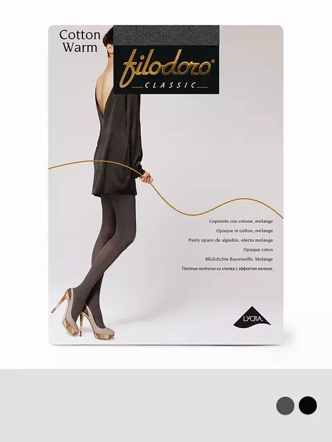 Плотные колготки филодоро cotton warm grigio melange, COTTON WARM, 2, FILODORO,  - 2