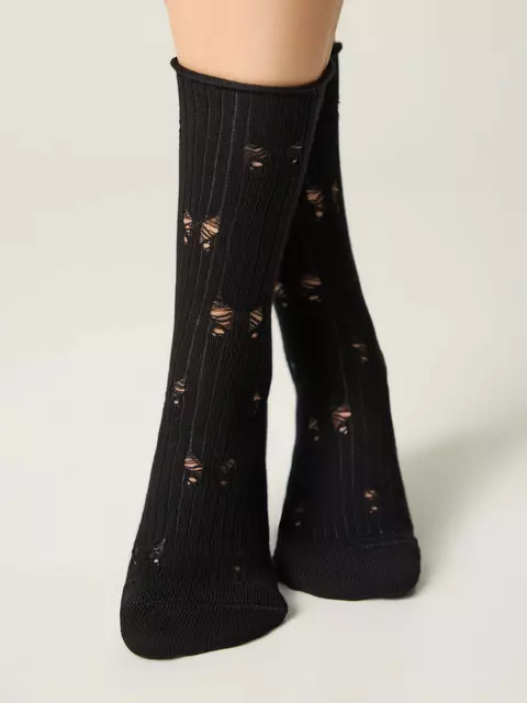 Женские ажурные носки (без резинки) classic 628 черный, 24С-99СП, 36-38 (23-25), CONTE ELEGANT,  - 4