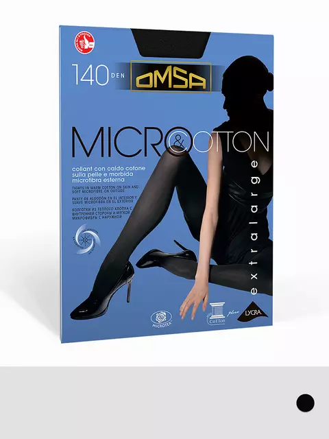 Теплые двухслойные колготки omsa micro&cotton 140 nero, MICRO&COTTON 140, 3, OMSA,  - 8