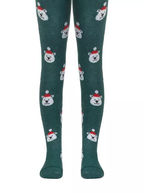 Детские колготки new year "белый мишка" с пушистой нитью 540 темно-бирюзовый, 19С-96/1СП, 62-74 (12), CONTE-KIDS,  - 2