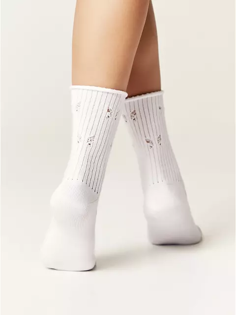 Носки женские (ажурные, без резинки) classic 628 белый, 24С-99СП, 39-41 (25-27), CONTE ELEGANT,  - 3