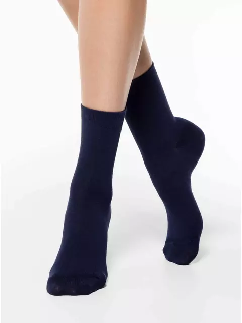 Хлопковые женские носки conte classic 000 темно-синий, , 38-39 (25), CONTE ELEGANT, - 1