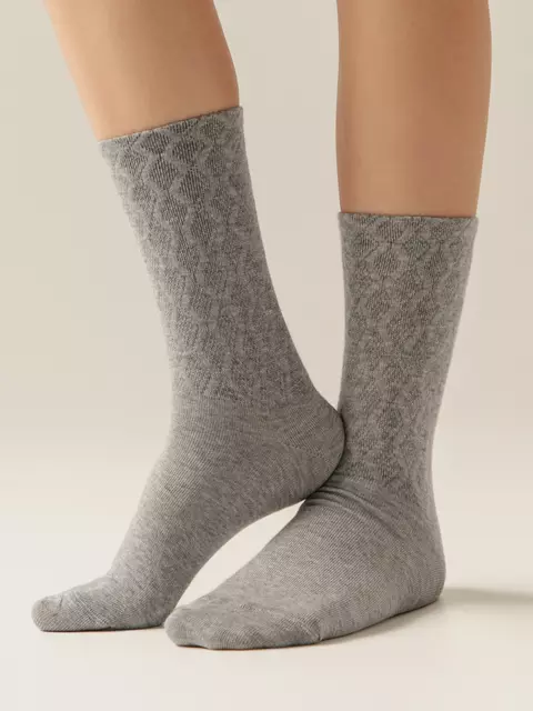 Хлопковые удлиненные носки active 620 серый, , 36-38 (23-25), CONTE ELEGANT, - 1