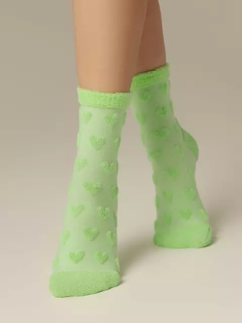 Махровые женские носки из хлопка с объемными рисунками conte comfort 549 салатовый, 23С-17СП, 36-38 (23-25), CONTE ELEGANT,  - 2