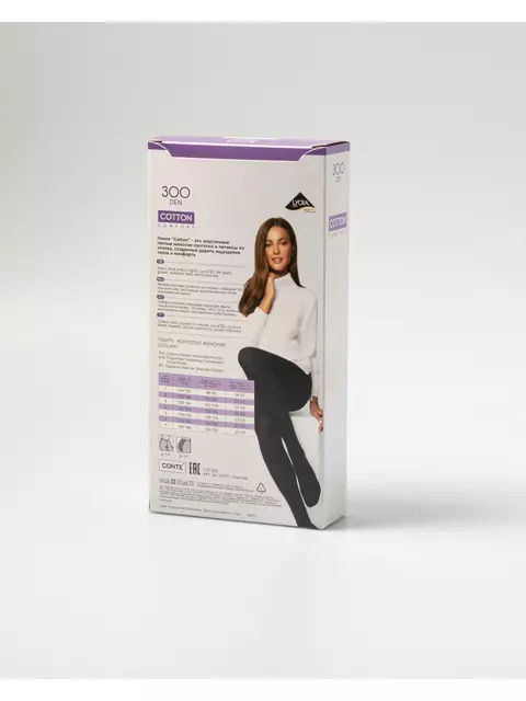 Колготки женские conte cotton 300 nero, 19С-101СП, 4, CONTE ELEGANT,  - 5