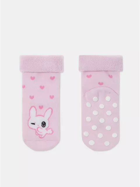 Махровые носки с отворотом и антискользящей стопой sof-tiki 772 светло-розовый, 7С-62СП, 14, CONTE-KIDS,  - 4