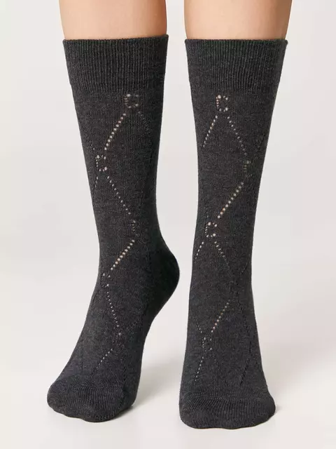 Женские ажурные носки (удлиненные) active 623 темно-серый, , 36-38 (23-25), CONTE ELEGANT, - 1