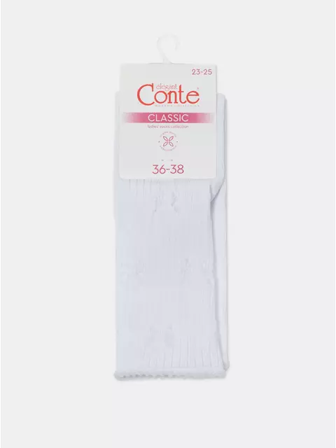 Носки женские (ажурные, без резинки) classic 628 белый, 24С-99СП, 39-41 (25-27), CONTE ELEGANT,  - 5