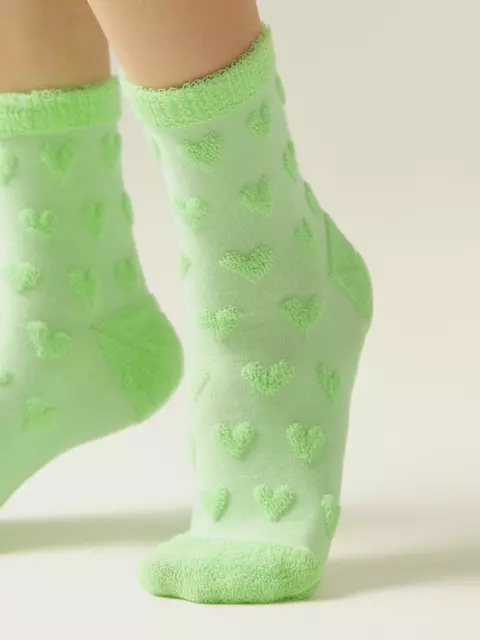 Махровые женские носки из хлопка с объемными рисунками conte comfort 549 салатовый, 23С-17СП, 36-38 (23-25), CONTE ELEGANT,  - 3