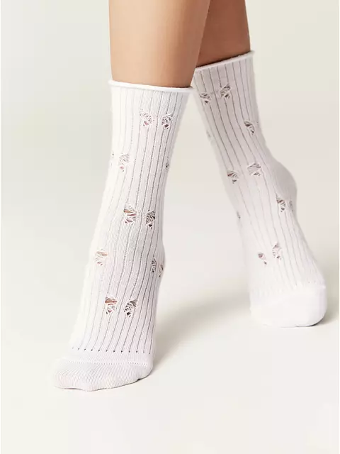 Носки женские (ажурные, без резинки) classic 628 белый, 24С-99СП, 39-41 (25-27), CONTE ELEGANT,  - 2