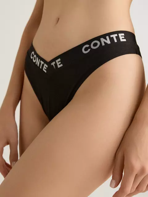 Трусы женские «бразилиана» из бамбука comfy line lbr 2991 black-silver, 24С-3036ТСП, 90/XS, CONTE ELEGANT,  - 2