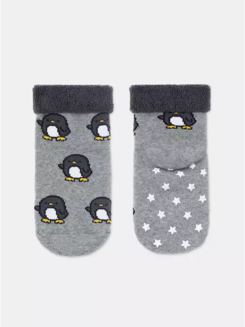 Махровые носки с отворотом (антискользящие) sof-tiki 537 серый, 7С-62СП, 12, CONTE-KIDS,  - 4