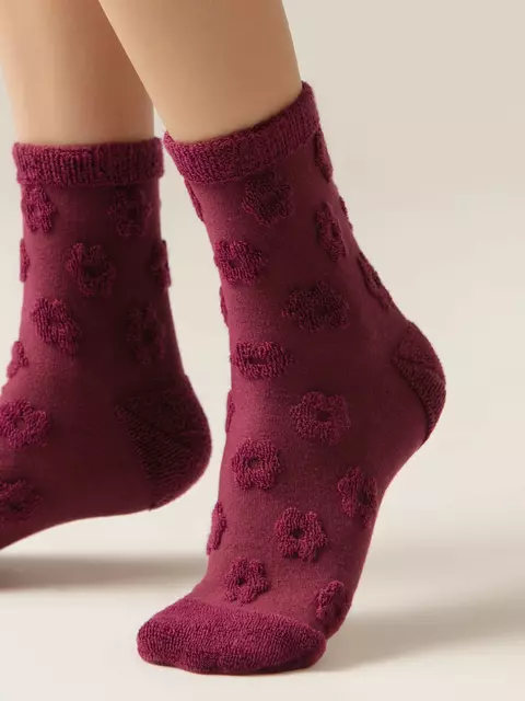 Махровые женские носки из хлопка с объемными рисунками conte comfort 548 лиловый, 23С-17СП, 39-41 (25-27), CONTE ELEGANT,  - 3