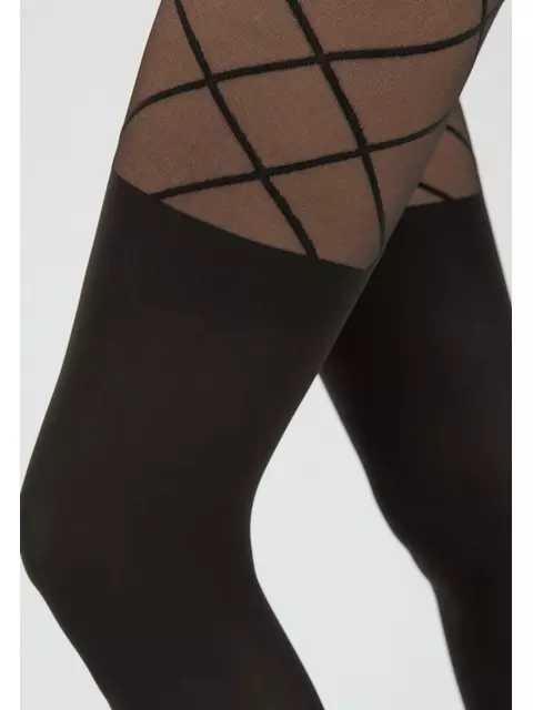 Колготки женские с имитацией гольфинов и рисунком «ромбы» concept grafit, 21С-3СП, 2, CONTE ELEGANT,  - 4