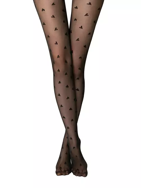 Колготки с рисунком «сердечки» tresor nero, 24С-85СП, 4, CONTE ELEGANT,  - 2