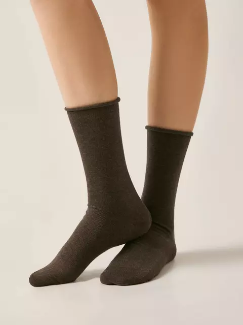 Носки женские (без резинки) comfort 000 темно-коричневый, , 39-41 (25-27), CONTE ELEGANT, - 1