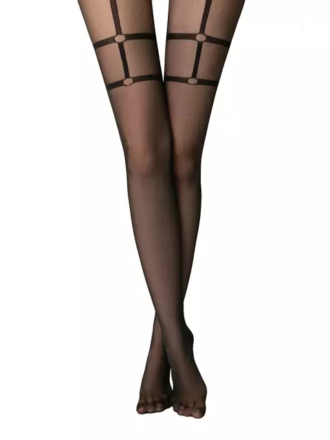 Колготки с имитацией чулок с подвязками instinct nero, 24С-79СП, 3, CONTE ELEGANT,  - 2