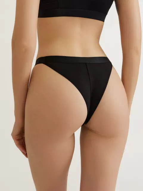 Трусы «танга» из бамбука с хлопком criss cross lta 2998 black, 24С-3043ТСП, 90/XS, CONTE ELEGANT,  - 2