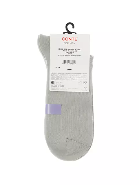 Классические тонкие мужские носки cool 24/7 000 серый, 24С-161СП, 40-41 (25), CONTE ELEGANT,  - 3