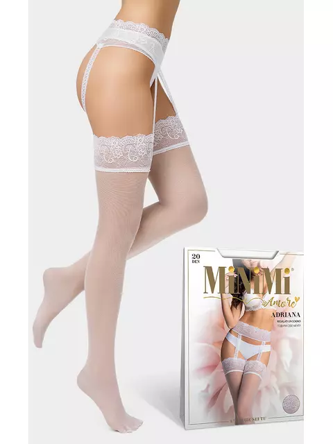Колготки с открытыми бедрами minimi adriana 20 bianco, , 3, MINIMI, - 1