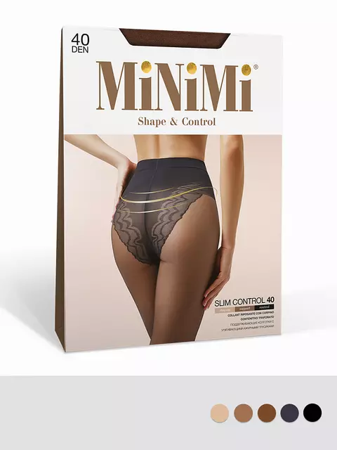 Колготки с утягивающим эффектом minimi slim control 40 nero, , 2, MINIMI, - 1