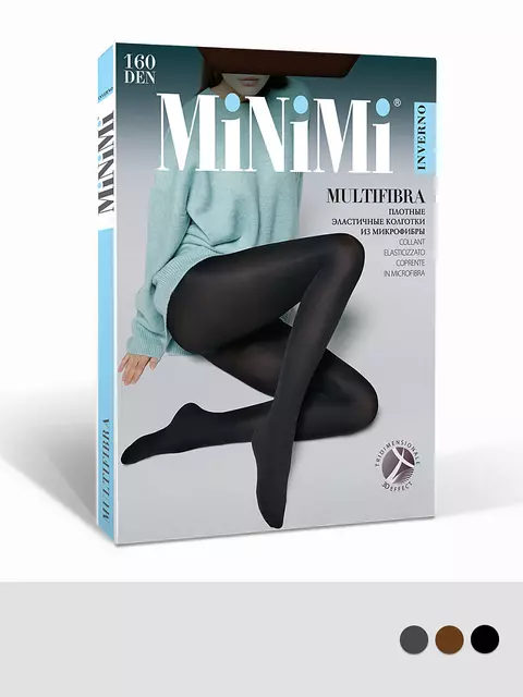 Теплые колготки minimi multifibra 160 3d nero, , 3, MINIMI, - 1