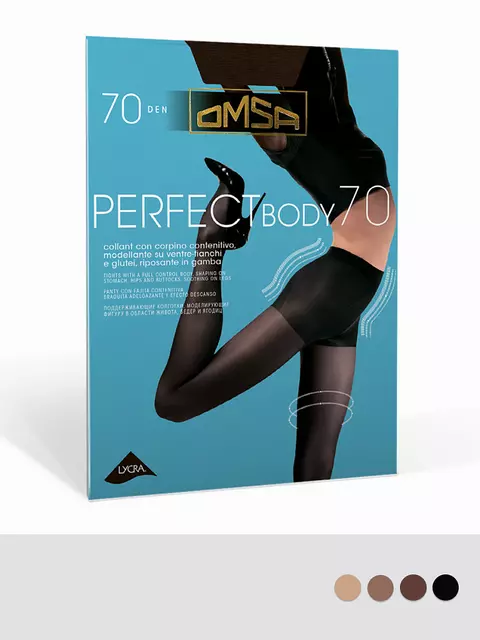Колготки с моделирующими шортиками omsa perfect body 70 nero, , 2, OMSA, - 1