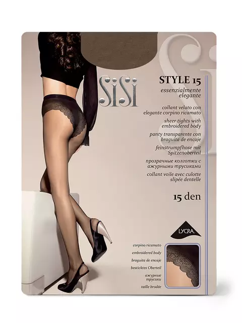Колготки с ажурными трусиками sisi style 15 moka, STYLE 15, 3, SISI,  - 2