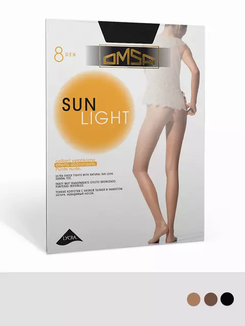 Ультратонкие колготки omsa sun light 8 nero, SUN LIGHT 8, 4, OMSA,  - 2