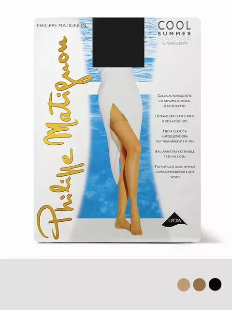 Ультратонкие чулки philippe matignon cool summer 8 the, COOL SUMMER 8 bas-jarretiere (чулки), 3, PHILIPPE MATIGNON,  - 2