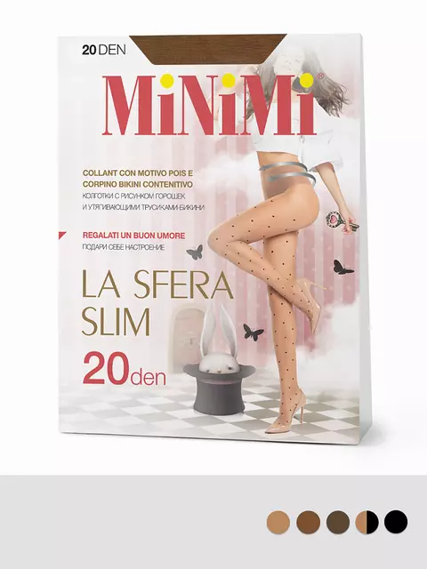 Корректирующие колготки в средний горошек minimi la sfera slim 20 daino, LA SFERA SLIM 20 (колготки в средний горошек), 4, MINIMI,  - 2