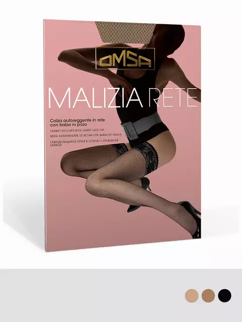 Чулки в сеточку omsa malizia rete nero, , 3/4 (M/L), OMSA, - 1