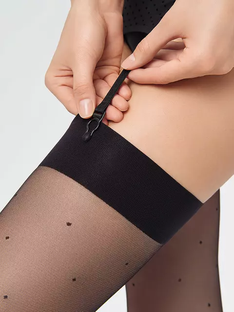 Чулки под пояс minimi dea pois 20 nero, calze DEA POIS 20 (фантазийные чулки под пояс), 2 (S/M), MINIMI,  - 4